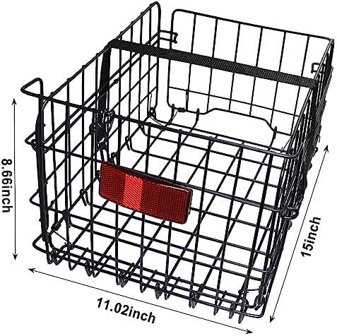 Folding metal cargo basket with strap and reflective tail light