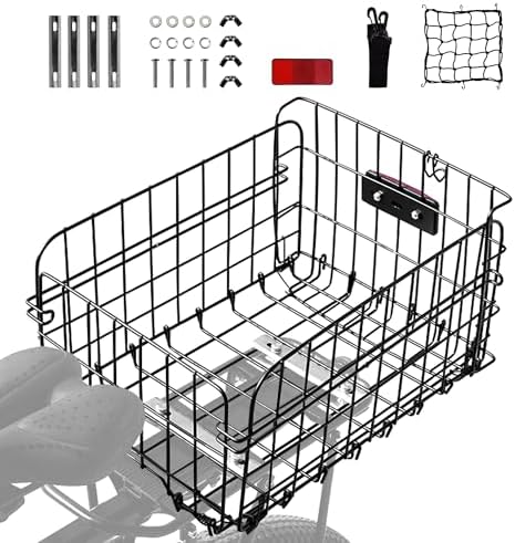Aikolesa folding rear bike basket mounted on a rack
