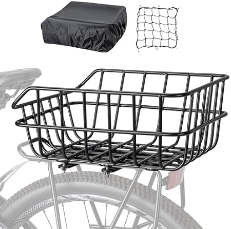 CXWXC aluminium rear bike basket mounted on a rack