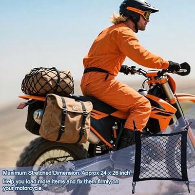 XQIGI Cargo Net stretched over Luggage on Motorcycle Rack
