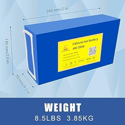 SWQQWEI 48V 20Ah battery dimensions and weight diagram