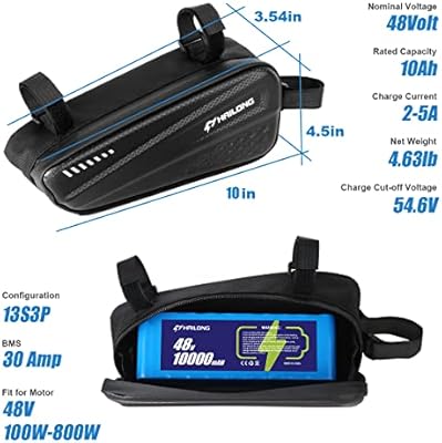 RANSYRI 48V 12Ah Hailong battery showing compact size and waterproof housing