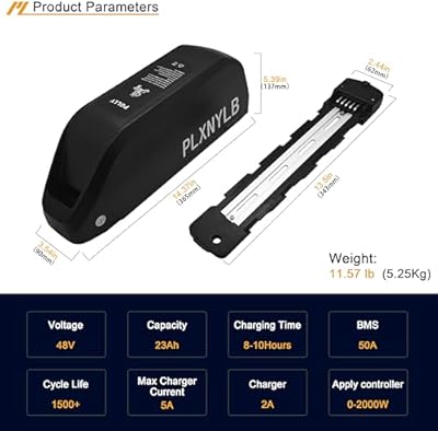 PLXNYLB 48V 22.4Ah battery dimensions and mounting detail