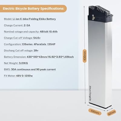 Kaleila 48V 10.4Ah battery dimensions and specifications