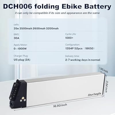 ShunTongDa 48V 14Ah battery dimensions and 5-pin connector