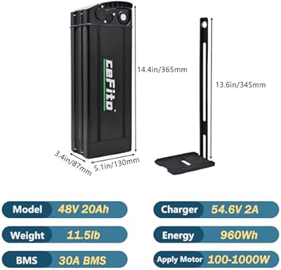 Cefito 48V 20Ah battery dimensions and specs