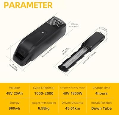 KUSAYLA 48V 20Ah 5-pin Hailong battery connector and key lock detail