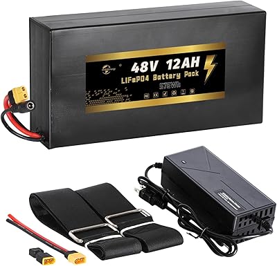 HAYAEnergy 48V 12Ah LiFePO4 ebike battery with XT60 connector