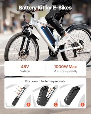 VEVOR 48V 13Ah battery dimensions and mounting detail