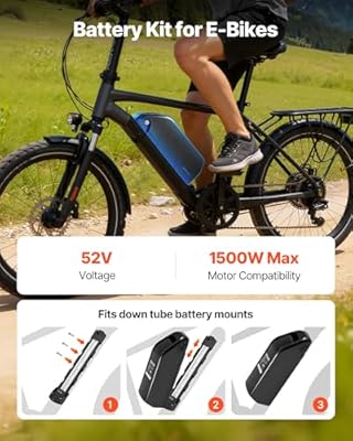 VEVOR 52V 20Ah battery connector detail showing output socket and BMS protection