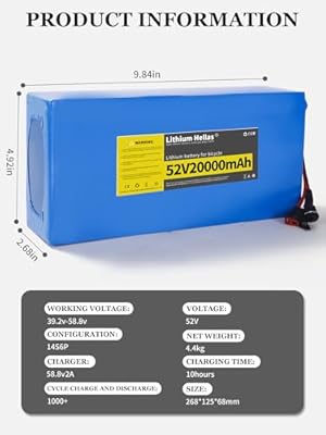 Lithium Hellas 52V 20Ah battery T-plug connector and BMS detail