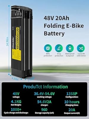Lithium Hellas 48V 20Ah folding battery dimensions and design