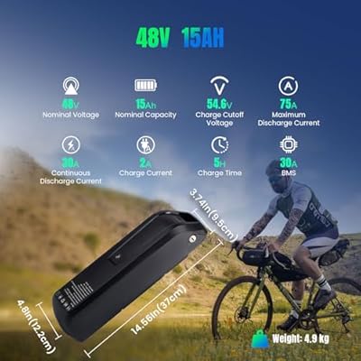 DaYaoEnne 48V 15Ah battery mounted showing profile and lock