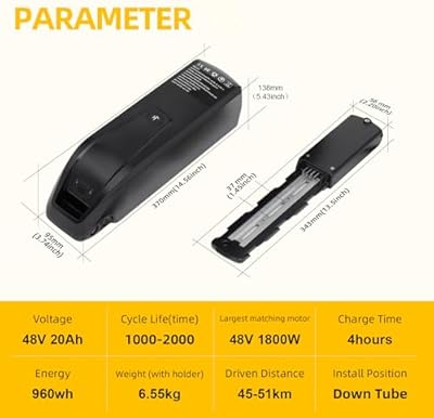 KUSAYLA 48V 20Ah 4-pin Hailong battery XT60 connector and key lock detail
