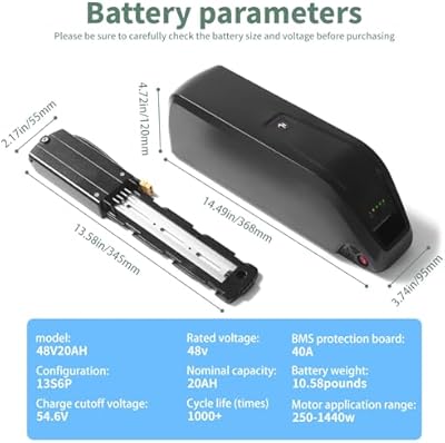 Xunyunda 48V 20Ah battery showing lock mechanism and LED indicator