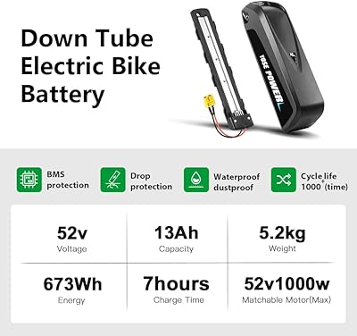 Yose Power 52V downtube battery showing 5-pin connector and lock detail