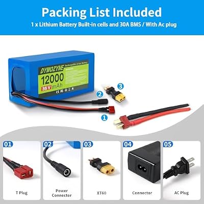 DYMOZYNE battery connectors and included accessories