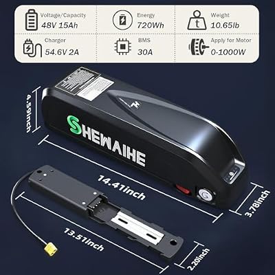 SHEWAIHE 48V 15Ah ebike battery side view