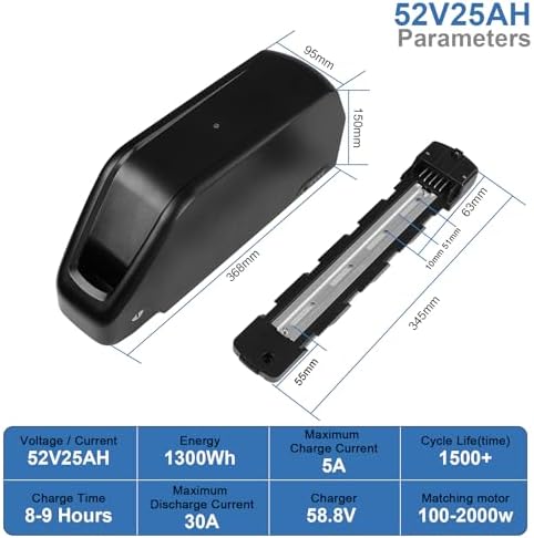 52V 25Ah Hailong battery with 50A BMS and charging port