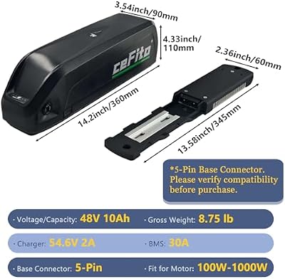 Cefito 48V 10Ah bottom bracket ebike battery