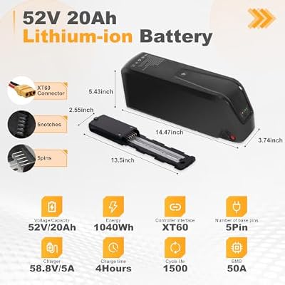 Meaycoty 52V battery side view