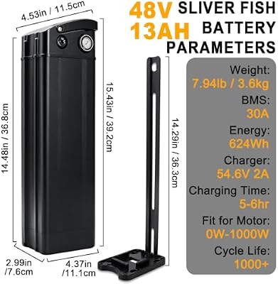 LGNUO 48V 13Ah silver fish ebike battery specs and build