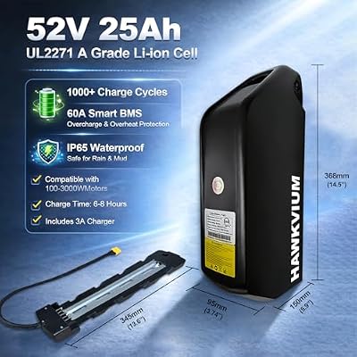 Hawkvium battery mounted on bike downtube