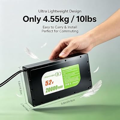 LOCKBUS 52V 20Ah ebike battery mounted and charging with included 58.8V charger