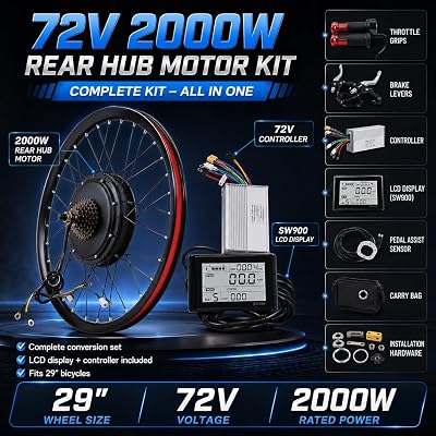 COFECO 72V 2000W rear wheel ebike conversion kit alternate view