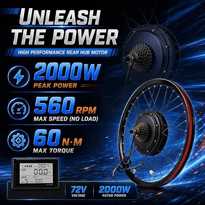 COFECO 72V 2000W rear wheel ebike conversion kit detail view