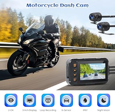 AMprime motorcycle dash cam rear camera view