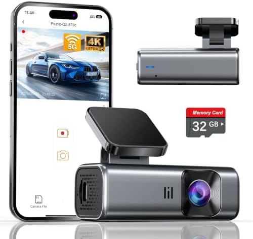 galphi 4K front dash cam mounted behind a windscreen mirror