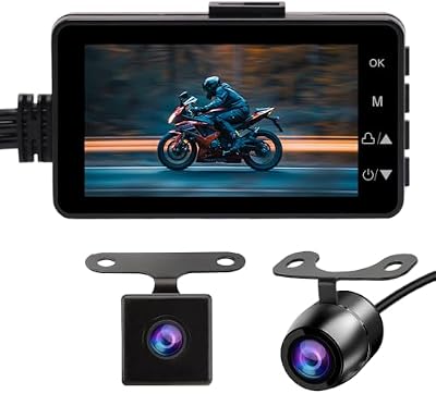 OBEST Motorcycle Recorder Camera,3 inch LCD 720P with 480P Dual-Track Front Rear Dual Action Camera Video for Recording Motorcycle View Review