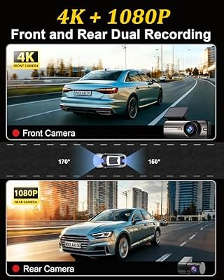 WOOLAACOO 4K dash cam unit in mounting position