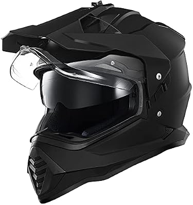 ILM Dual Sport Adventure ADV Motorcycle Helmet with sun visor and peak