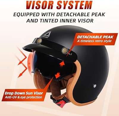 TRIANGLE 3/4 open face motorcycle helmet sun visor