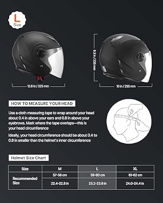 VEVOR open face helmet side view showing ventilation and visor